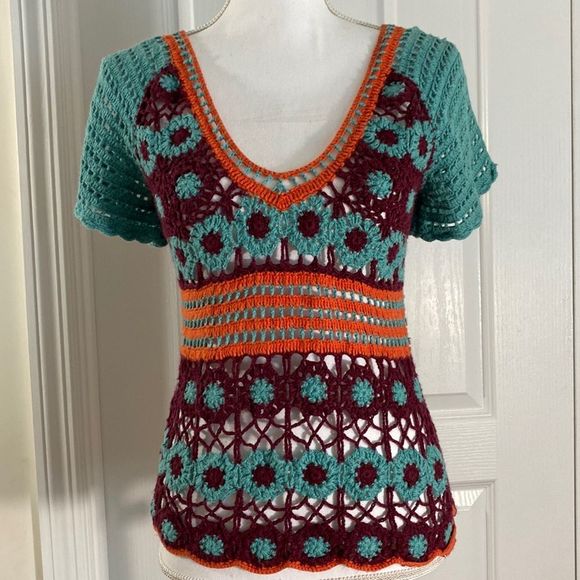 Moda International Tops - Vintage Moda International Crocheted Top Size XS